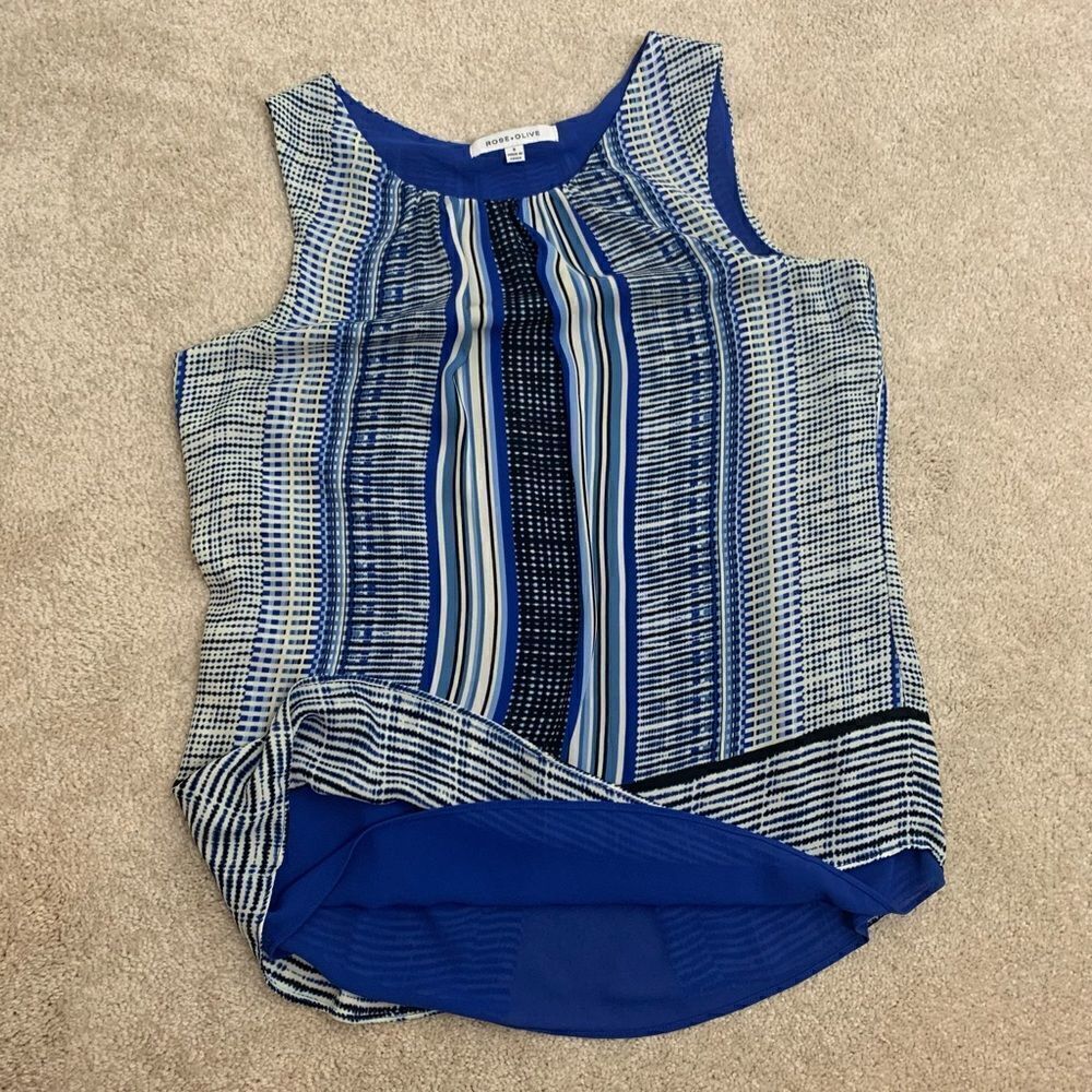 ▫️ROSE & OLIVE Multi-colored Striped Flowy Layered Tank Women’s Top | Size Small - Picture 11 of 13